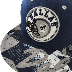 Men'sDallas Snapback Trucker Hat – Blue & Gray Mesh Cap w/ Embroidered Design